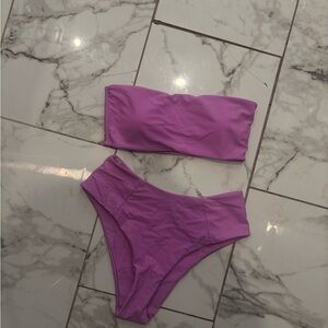 Purple Bandeau Bikini Set
